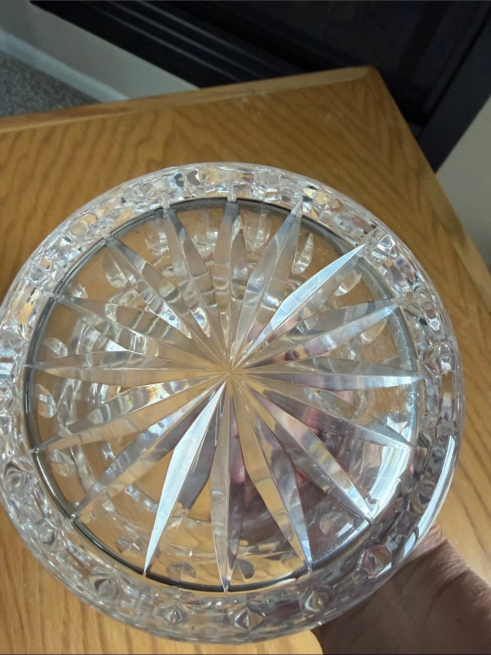 Vintage Waterford Clear Cut Glass Decorative Vase with Diamond Pattern